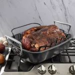 Kenmore Travers 2-Piece Non-Stick Steel Roasting Pan Set with Rack, 16.35 Qt, Gray thumbnail 5