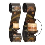 LITTON LANE 19 in. Scrolled Iron Candle Sconces with Metallic Brown Finish (Pair) thumbnail 5