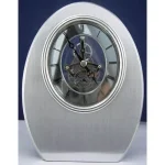 Heim Concept Classic Oval Skeleton Quartz Desk Clock - Silver Stainless Steel thumbnail 1
