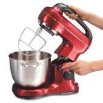 Hamilton Beach 4 Qt. 7-Speed Tilt Head Stand Mixer with Stainless Steel Bowl, Red thumbnail 4