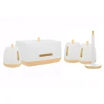 Jiallo European Collection 5-Piece Kitchen Storage Set - White Plastic Canisters & Bread Box thumbnail 1
