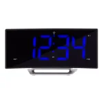La Crosse Technology 1.8 in. Curved Blue LED Atomic Dual Alarm Clock with USB Charging Port thumbnail 1