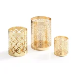 Danya B Gold Metal Filigree Hurricane Candle Holder Set of 3 thumbnail 3