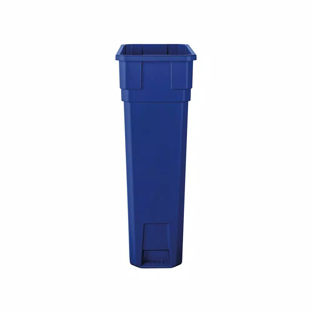 Suncast Commercial 23 Gallon Slim Blue Plastic Resin Trash Can