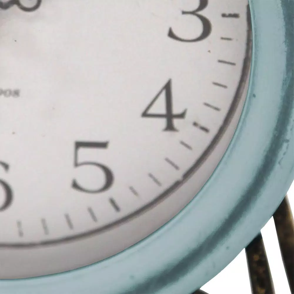 Stratton Home Decor Dixie Table Clock - Mid-Century Blue and White Handcrafted Clock