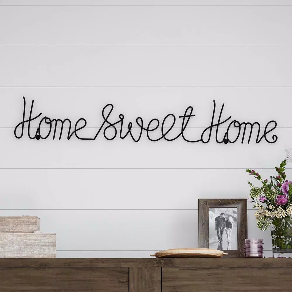 Lavish Home "Home Sweet Home" Metal Cutout Wall Sign, Black Farmhouse Decor