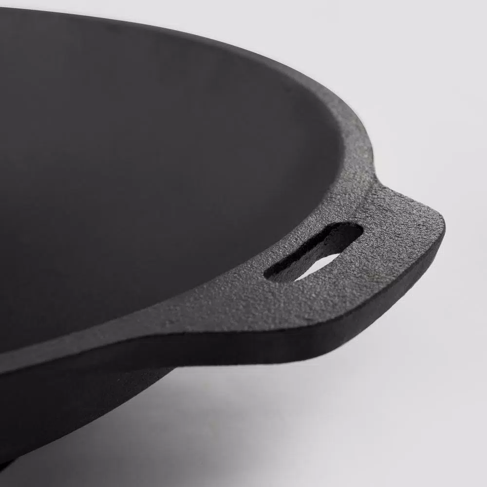 ExcelSteel Excel Steel 12 in. Cast Iron Wok, Black, Induction Compatible