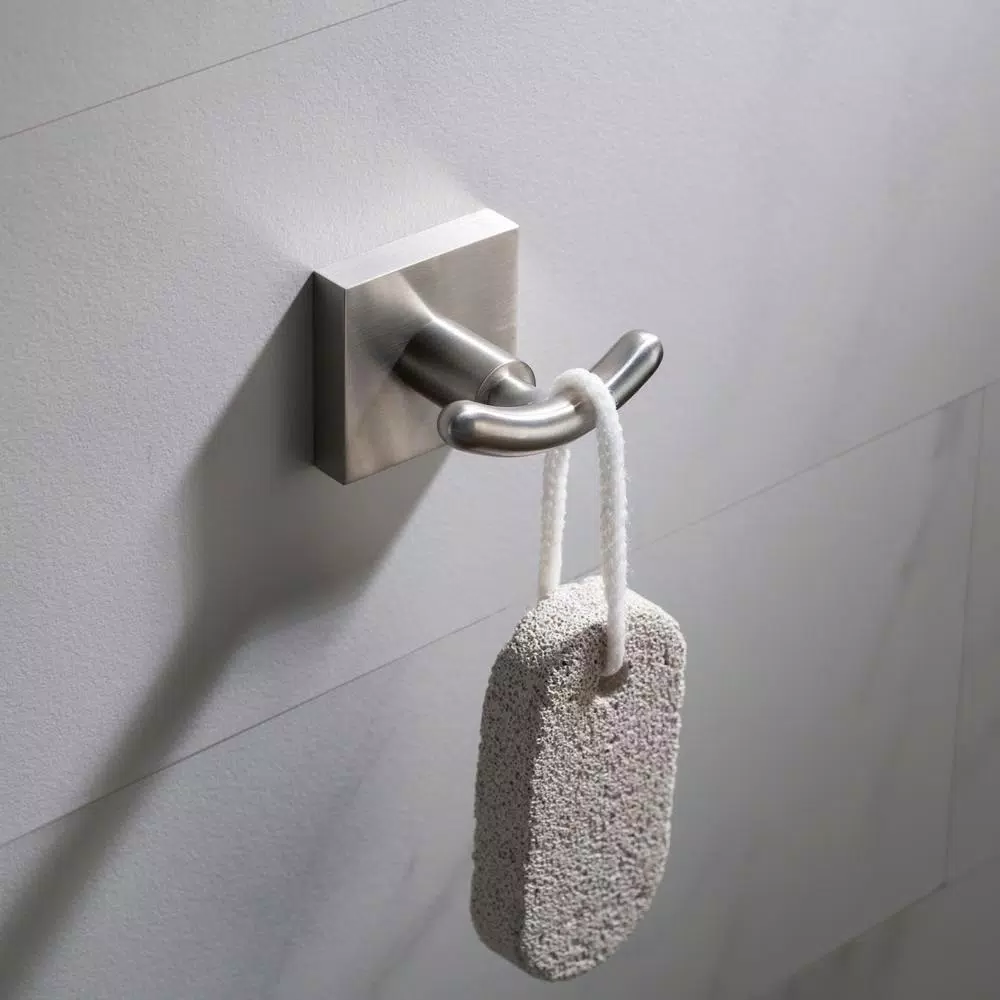 KRAUS Ventus Double Hook Bathroom Robe and Towel Hook, Brushed Nickel