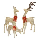 Puleo International Set of 3 Pre-Lit Deer Family Sculpture with Warm White LED Lights thumbnail 1