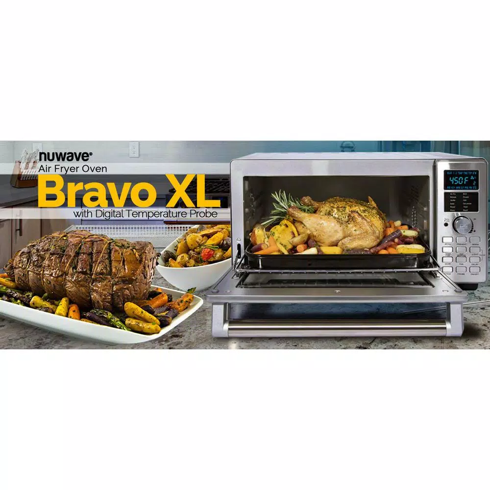 NuWave Bravo XL 1800W 4-Slice Stainless Steel Toaster Oven and Air Fryer