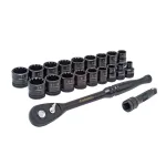 Husky 20-Piece 3/8 in. Drive 100-Position Ratchet and Universal Socket Wrench Set, SAE/Metric thumbnail 1