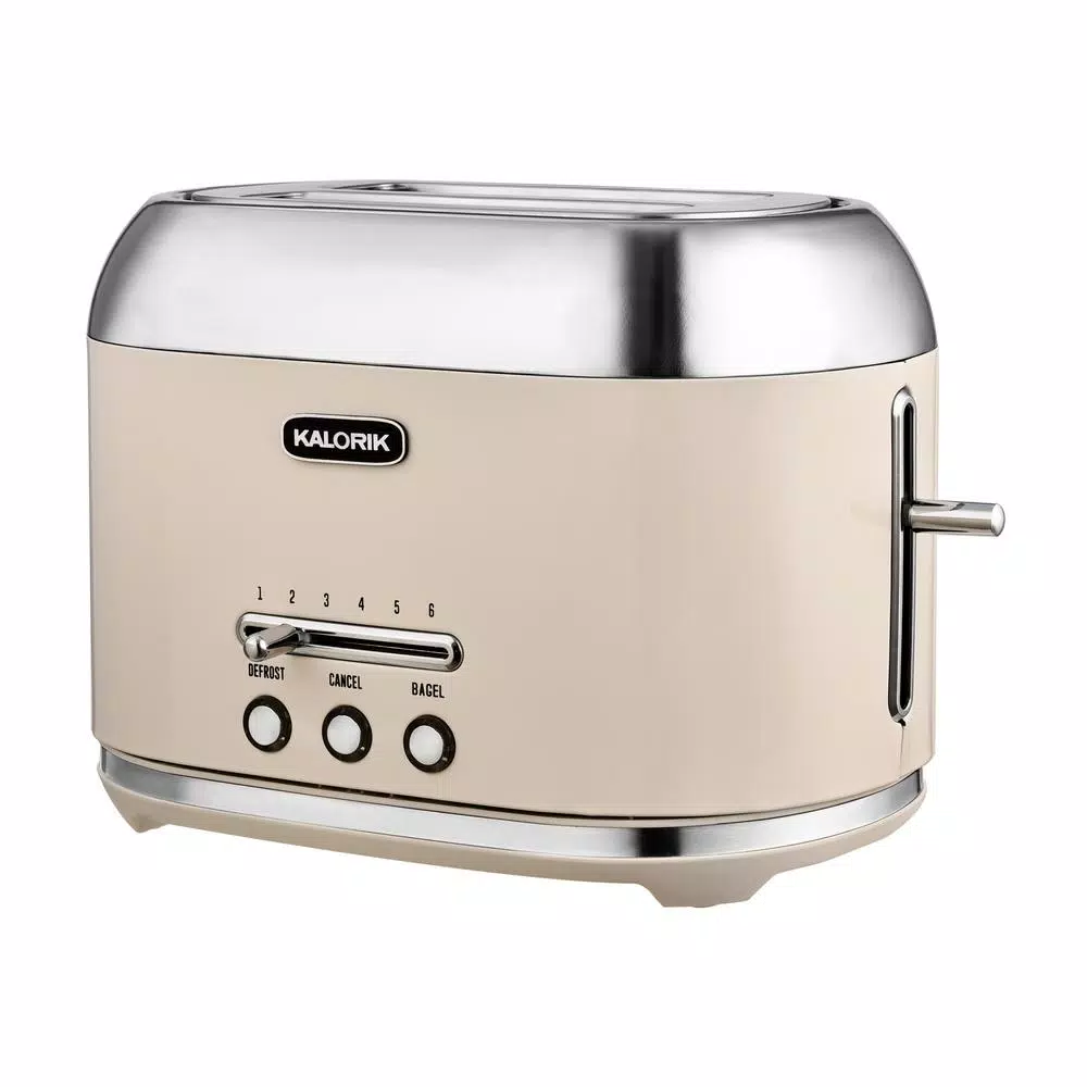 Kalorik Retro 2-Slice Wide Slot Toaster, Cream