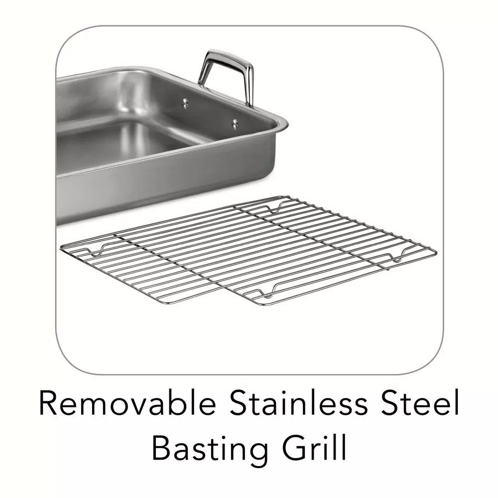 Tramontina Gourmet Prima 6.75 Qt. Stainless Steel Roasting Pan with Basting Grill