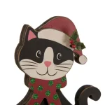 Glitzhome 7.76 in. Wooden Metal Cat Christmas Stocking Holder thumbnail 3