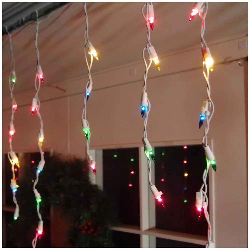 Unbranded Brite Star 100-Light Twinkling Multi-Color Icicle String Lights with White Wire (Set of 2)