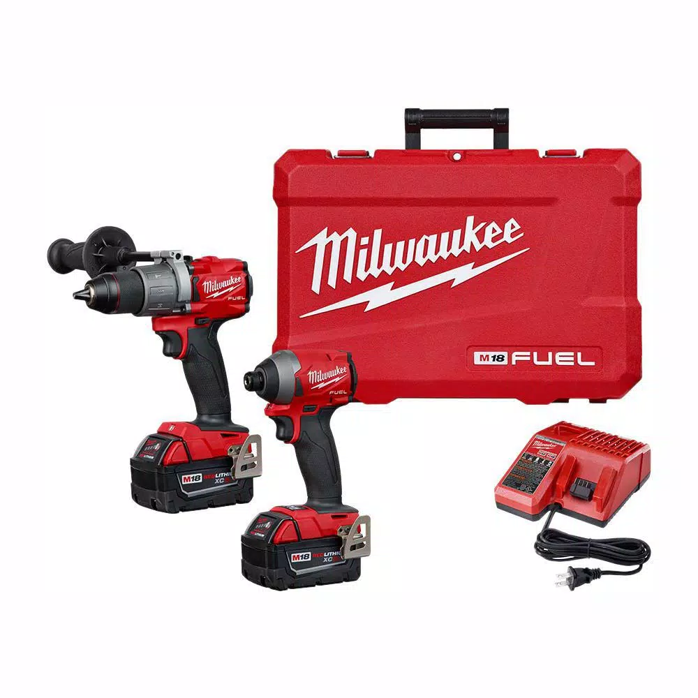 Milwaukee M18 FORCE LOGIC 750 MCM Crimper Kit with M18 FUEL Hammer Drill & Impact Driver Combo