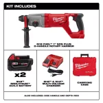 Milwaukee M18 FUEL 1 in. SDS-Plus Rotary Hammer Kit with Two 5.0 Ah Batteries and Charger thumbnail 2