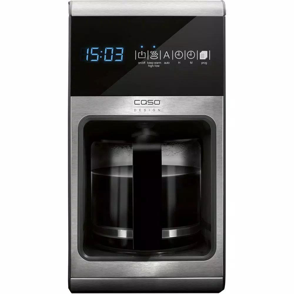 CASO Design Coffee One 10-Cup Filter Coffee Maker with Crema Magic Electric Milk Frother, Silver/Black