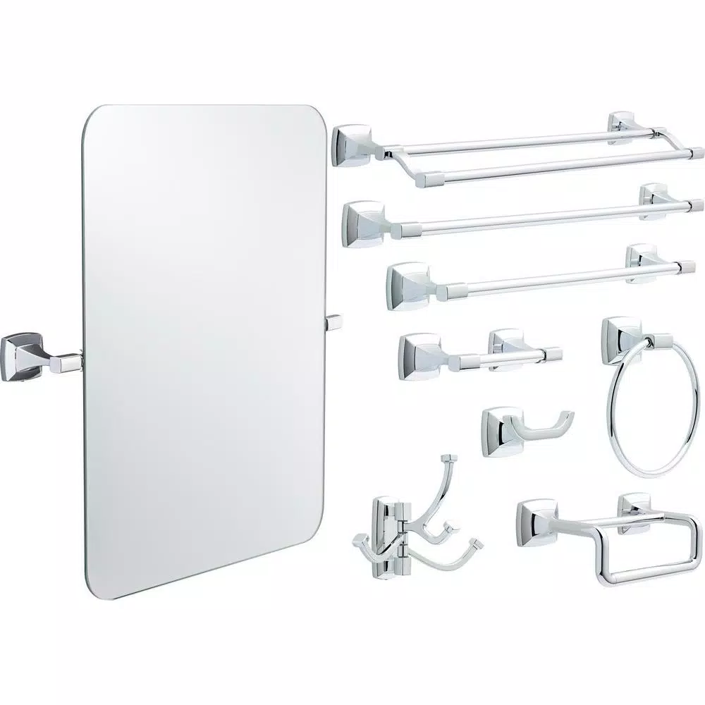 Delta Portwood 4-Piece Polished Chrome Bath Accessory Set with 24 in. Towel Bar