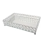 Elegant Designs 10.5 in. Chrome Ellipse Crystal Decorative Mirrored Jewelry and Makeup Vanity Organizer Tray thumbnail 3