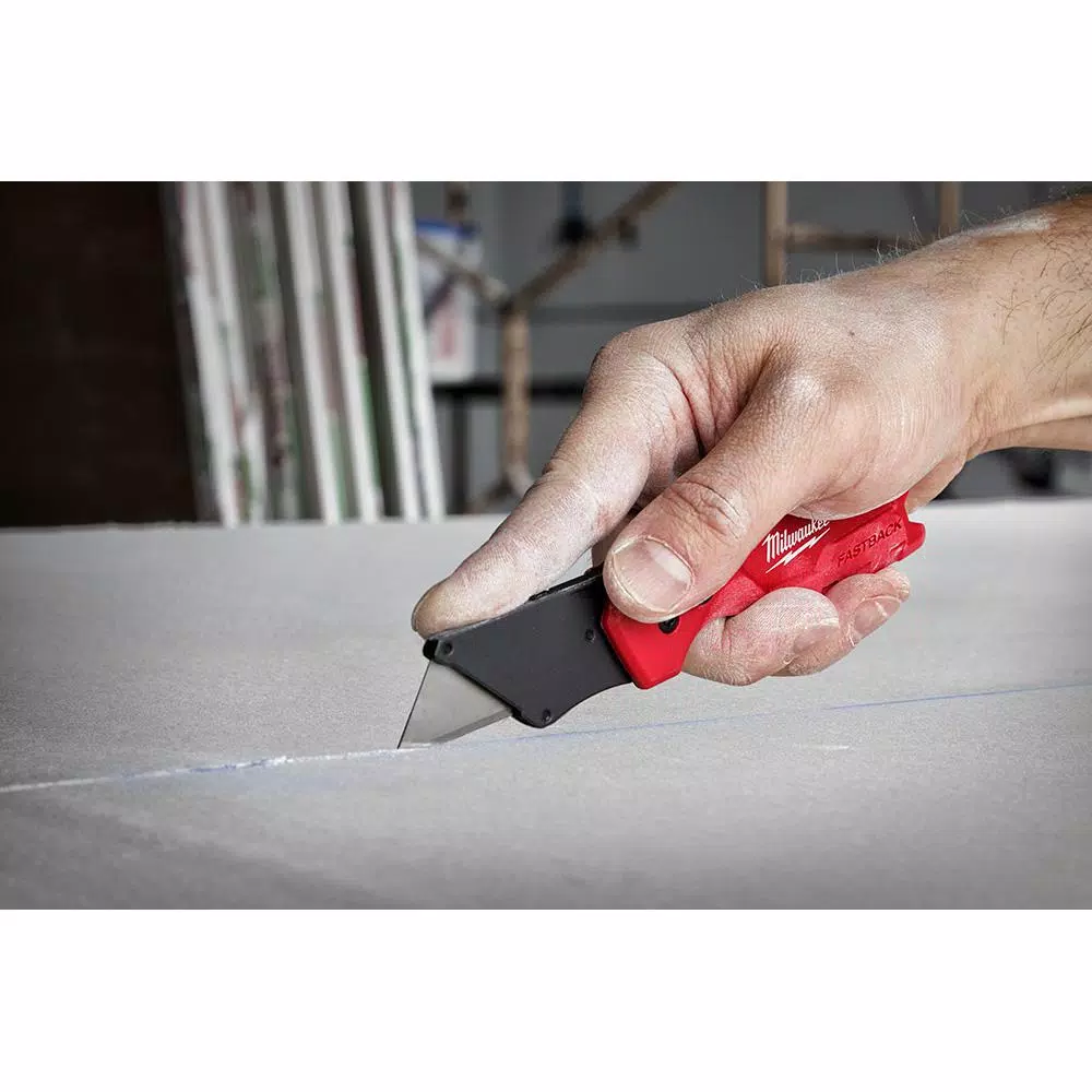 Milwaukee FASTBACK Compact Folding Utility Knife Set with 50-Pack General Purpose Blades