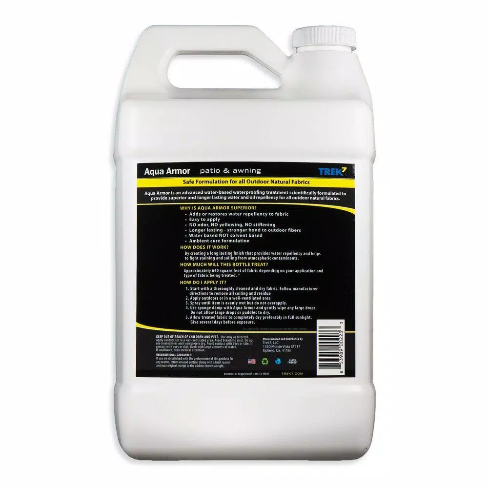 Trek7 Aqua Armor 1 Gallon Fabric Waterproofing Spray for Patio Furniture, Awnings, and Outdoor Cushions
