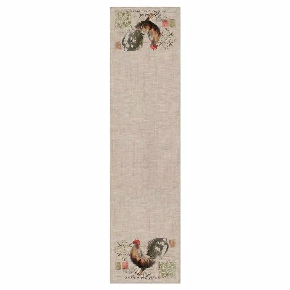 Heritage Lace Rooster Run Natural Floral Polyester Table Runner, 16 in. x 54 in.