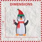 Fraser Hill Farm 10 ft. Penguin and Candy Cane Christmas Inflatable with RGB Lights thumbnail 3