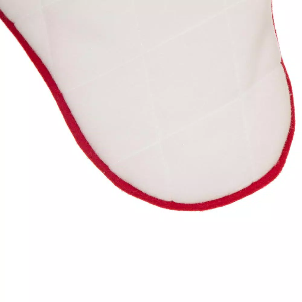 Glitzhome 21 in. White Fleece Christmas Stocking with Red Trim - Merry Christmas Design