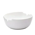 Unbranded 3-Piece White Porcelain Salad Bowl Set with Bamboo Servers thumbnail 4
