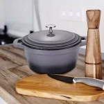 AMERCOOK LA PLURIEL 3 qt. Round Enameled Cast Iron Casserole Dish with Lid, Gray thumbnail 4