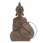 LITTON LANE 17 in. Decorative Meditating Thai Buddha Sculpture - Brown Polystone Statuary thumbnail 3