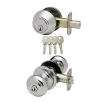 Copper Creek Colonial Polished Stainless Steel Entry Door Knob and Deadbolt Combo Lockset thumbnail 1