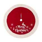 Glitzhome 48 in. Merry Christmas Fabric Tree Skirt with Reindeer and Snowflake Pattern thumbnail 1