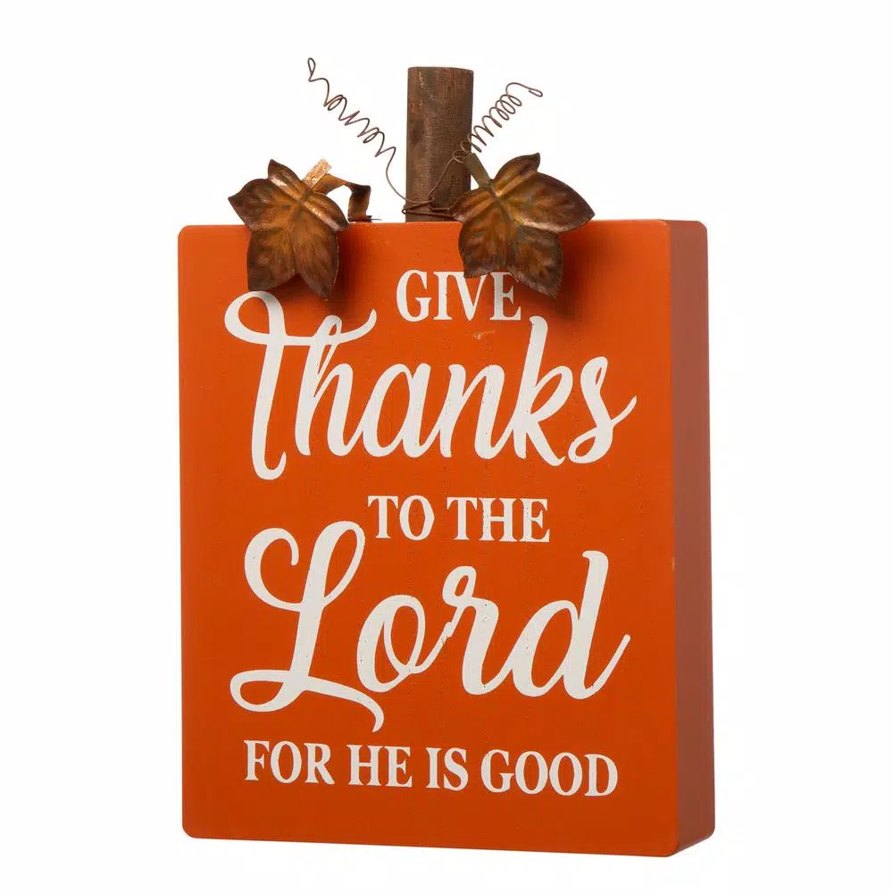 Glitzhome 8.85 in. Fall Wooden Pumpkin Table Decor Set, 3-Pack with Harvest Blessing Words
