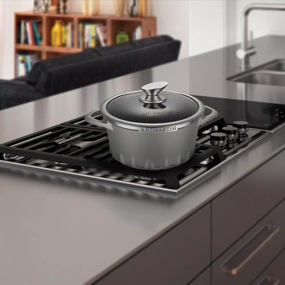 AMERCOOK ARTMARTIN 8.7 in Non-Stick Ceramic Coated Aluminum Casserole Dish with Glass Lid, Induction Compatible