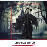 Haunted Hill Farm 6.5 ft. Animatronic Wicked Witch Halloween Prop with Sound and Light thumbnail 7