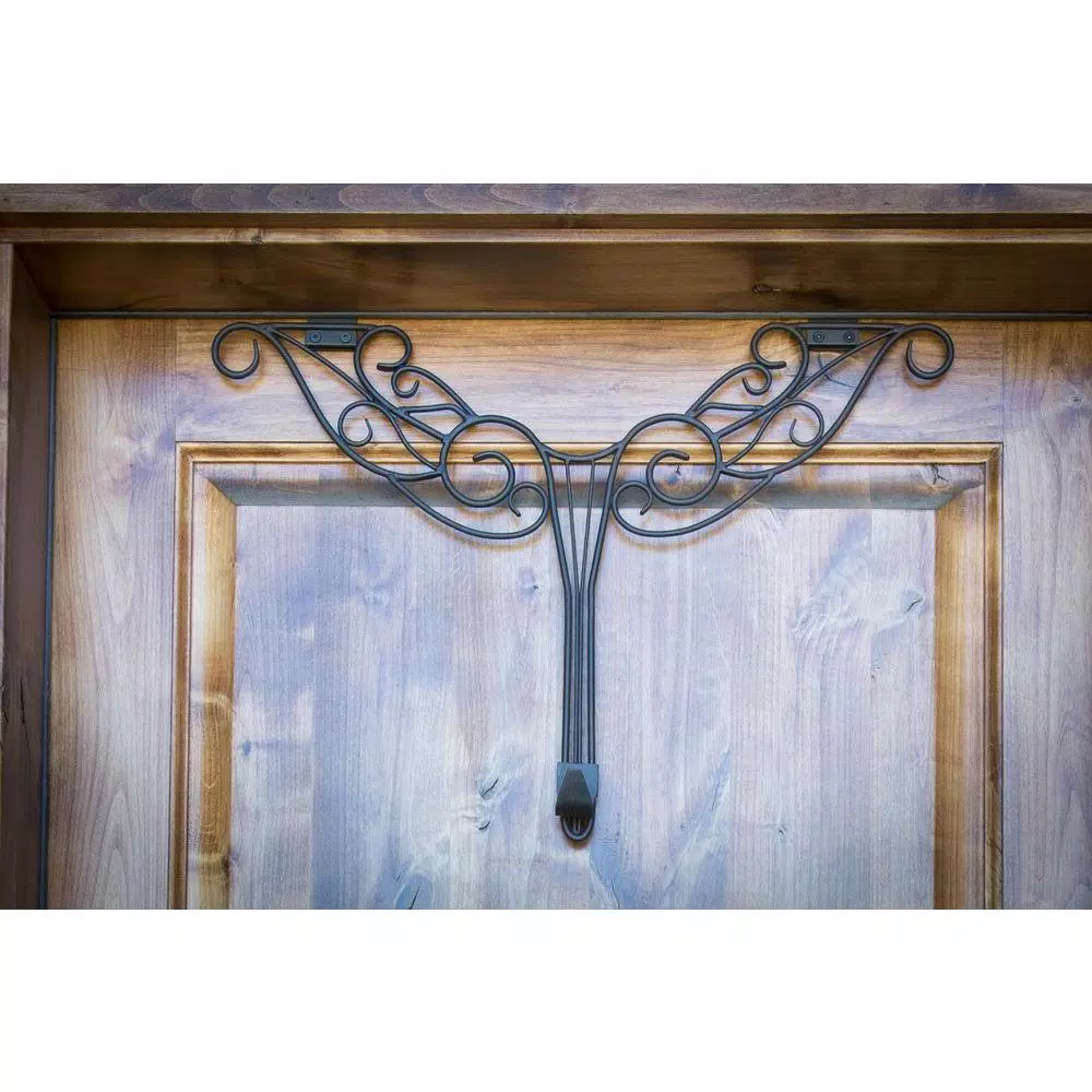 Village Lighting Company 18 in. Antler Design Adjustable Wreath Hanger, Heavy Duty Wrought Iron, Holds up to 20 lbs.