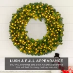 Best Choice Products 48 in. Pre-Lit LED Spruce Artificial Christmas Wreath with 200 Warm White Lights thumbnail 5