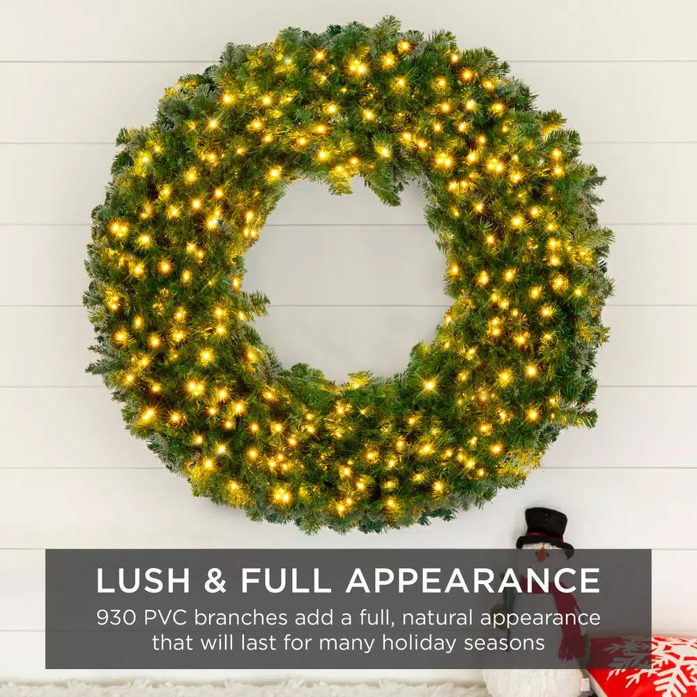 Best Choice Products 48 in. Pre-Lit LED Spruce Artificial Christmas Wreath with 200 Warm White Lights