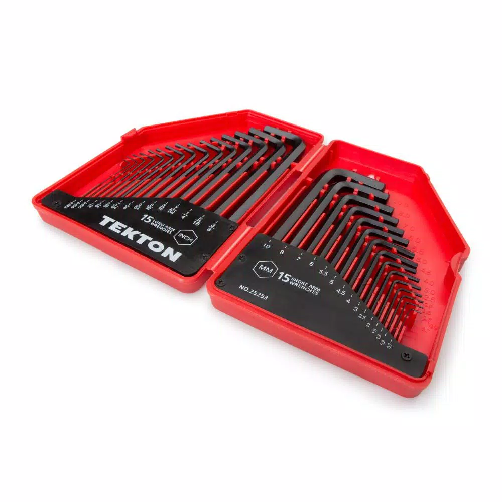 TEKTON 30-Piece Hex Key Wrench Set, 0.028-3/8 in. and 0.7-10 mm SAE/Metric