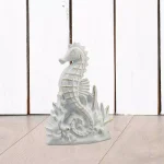 Stonebriar Collection Stonebriar White and Gold Cast Iron Seahorse Door Stopper & Nautical Decor thumbnail 1