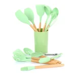MegaChef 12-Piece Mint Green Silicone and Wood Kitchen Utensil Set thumbnail 2