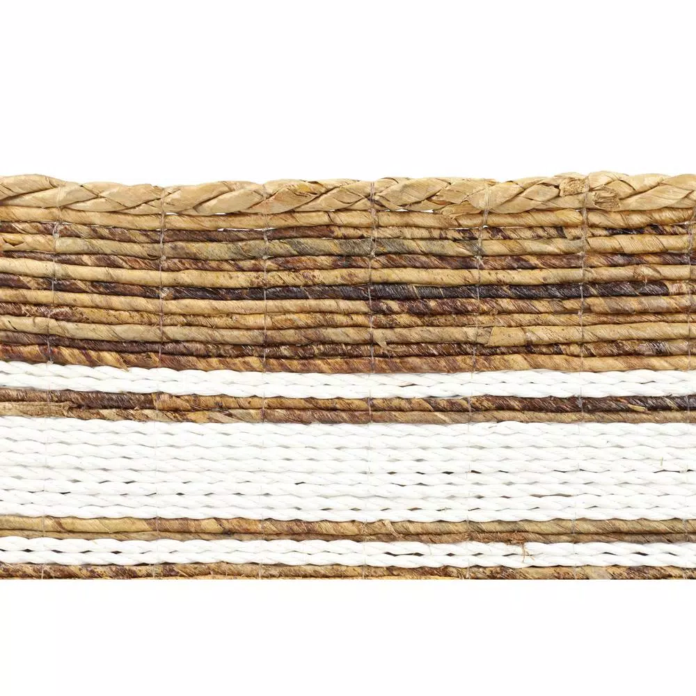LITTON LANE Rectangular Banana Leaf and Polypropylene Wicker Storage Baskets with Handles, Set of 3