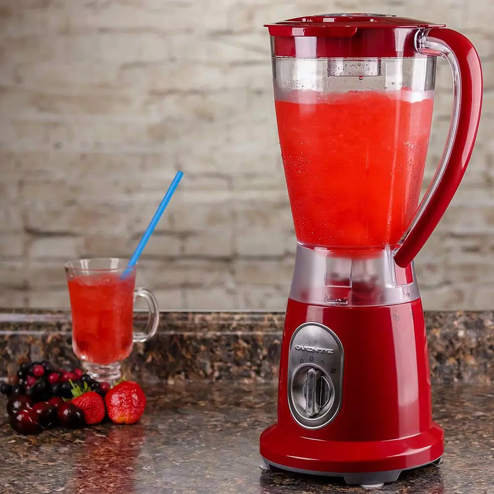 Ovente 400W Professional Blender, 50 oz 2-Speed Jar Blender with Pulse, Stainless Steel Blades, Red