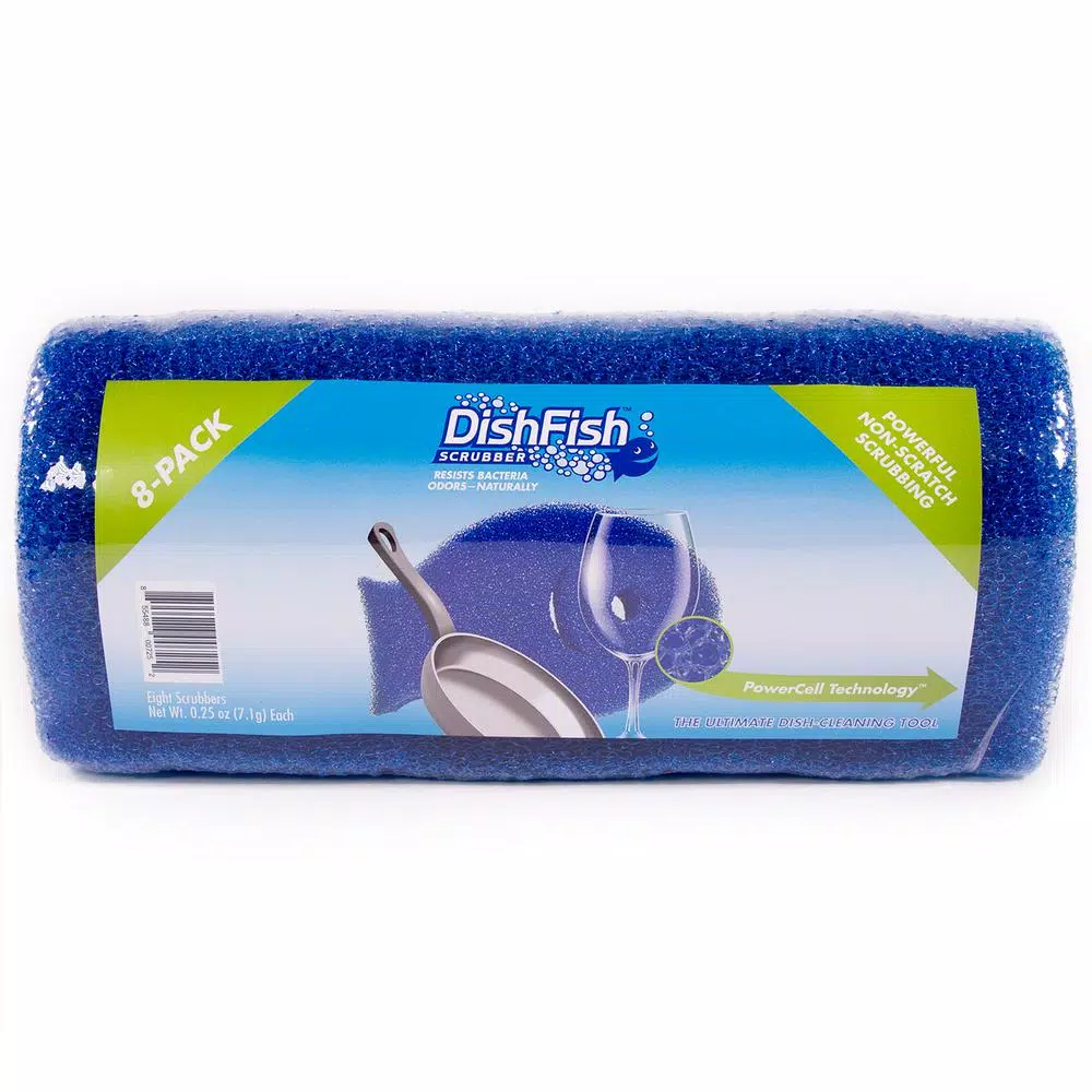 DishFish Scrubber 8-Pack - Non-Scratch Ergonomic Dish Cleaning Sponges