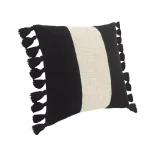LR Home Trinity Black and Ivory Striped Fringe Throw Pillow, 20 x 20 in. thumbnail 6