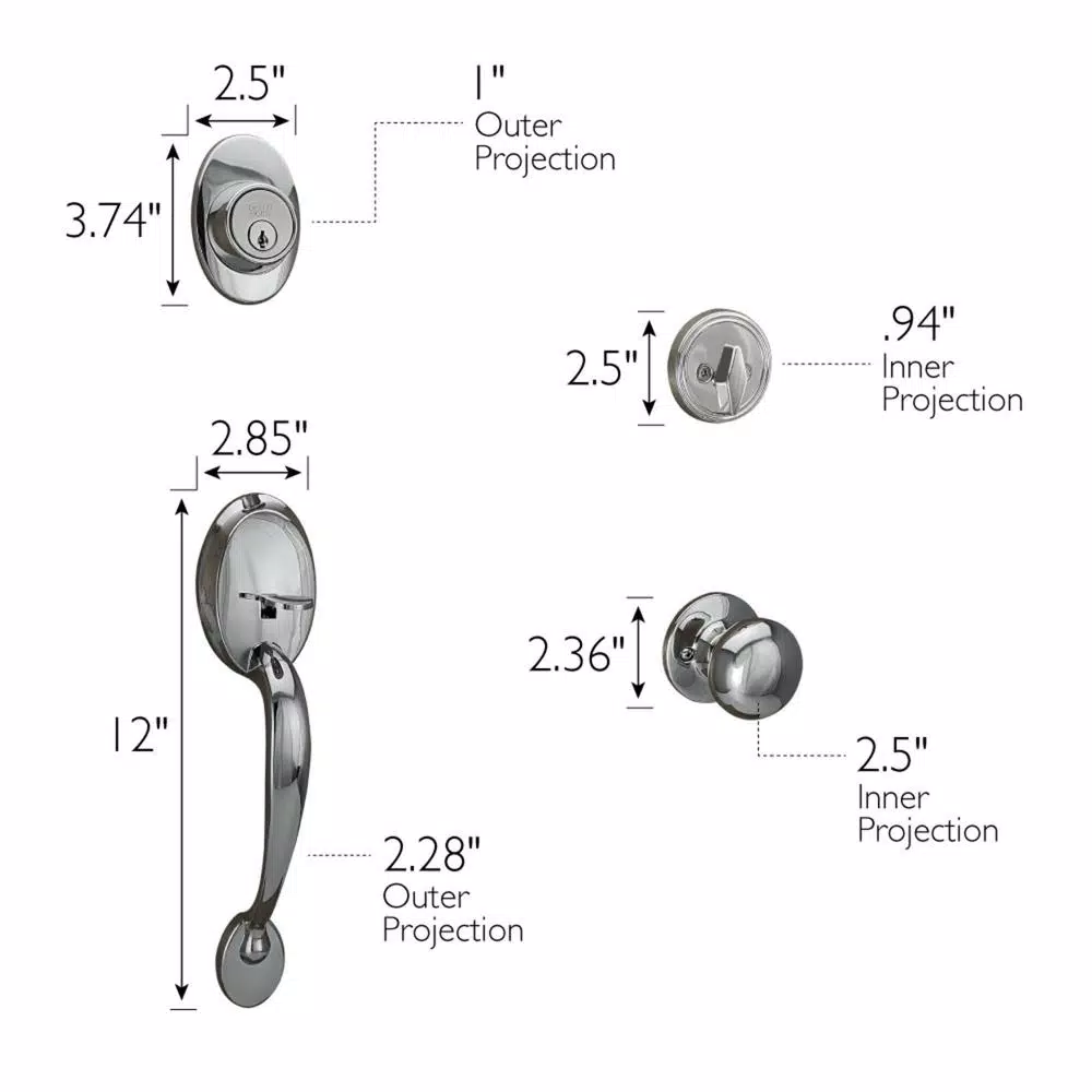 Design House Coventry Polished Chrome Single Cylinder Deadbolt Entry Handleset with Cambridge Interior Knob