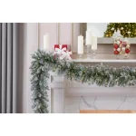 Home Accents Holiday 9 ft. Pre-Lit Flocked Frasier Fir LED Garland with Timer thumbnail 3
