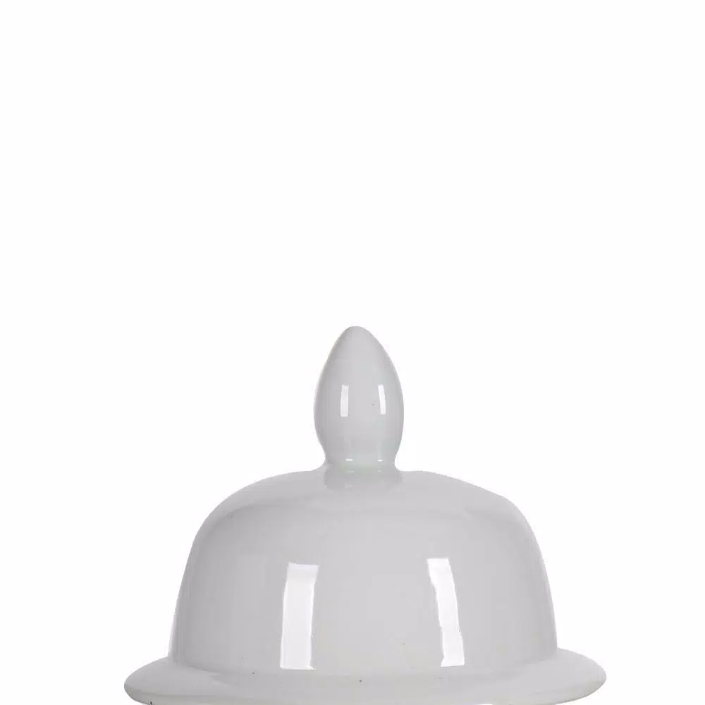 Benjara Large Decorative White Porcelain Ginger Jar with Lid